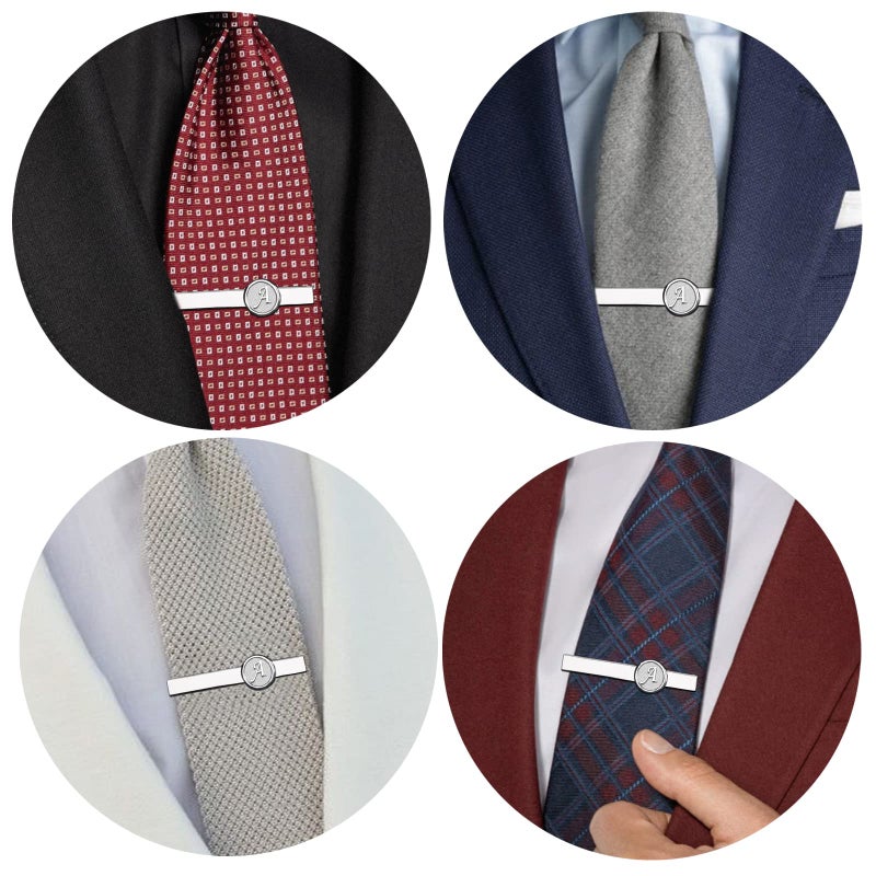 AMITER 2 inch 26 Letter Silver Tie Clip for Men Wedding Business Necktie Accessory - Image 2